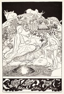 Pau Amma the Crab Running Away While the Eldest Magician Was Talking to the Man and His Little Girl Daughter, illustration from 